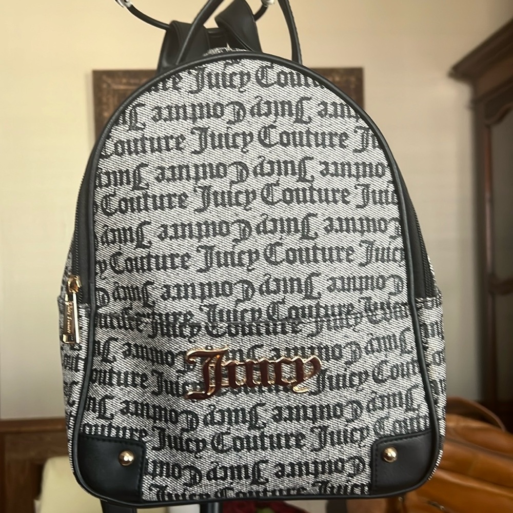 Juicy Couture Small Backpack Purse Black With Logo Print